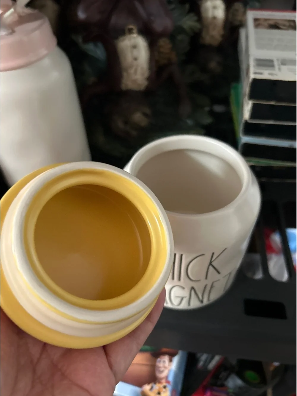 Rae Dunn Artisan Collection 'Chick Magnet' Ceramic Canister with Yellow Lid